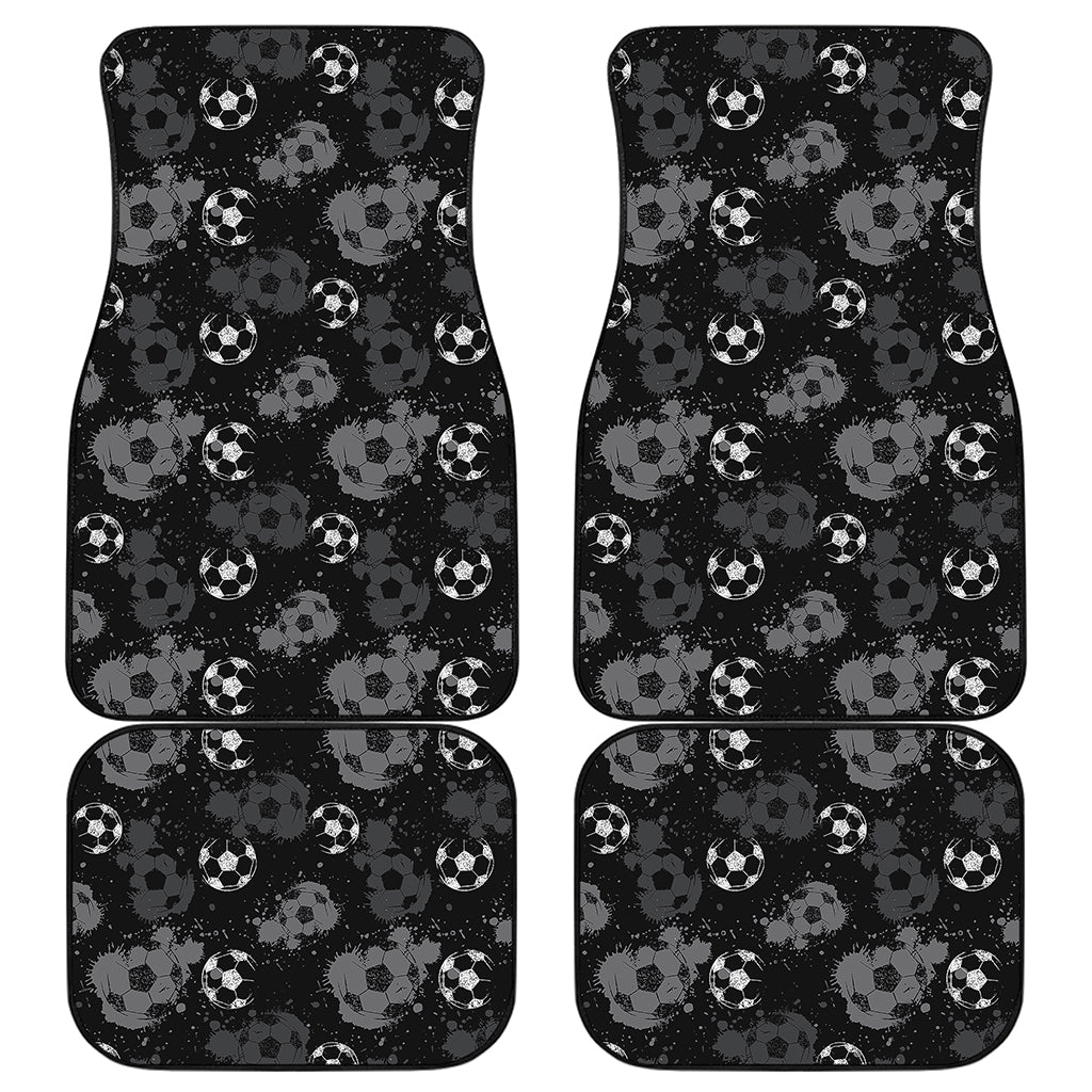 Grunge Soccer Ball Pattern Print Front and Back Car Floor Mats