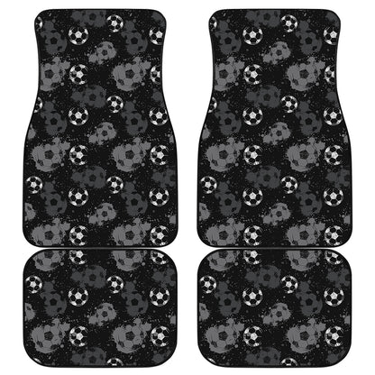 Grunge Soccer Ball Pattern Print Front and Back Car Floor Mats