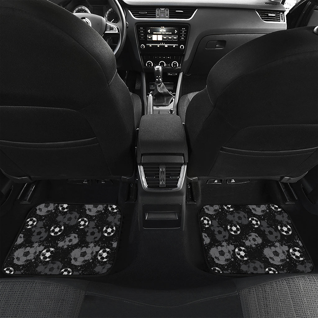 Grunge Soccer Ball Pattern Print Front and Back Car Floor Mats
