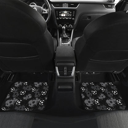 Grunge Soccer Ball Pattern Print Front and Back Car Floor Mats