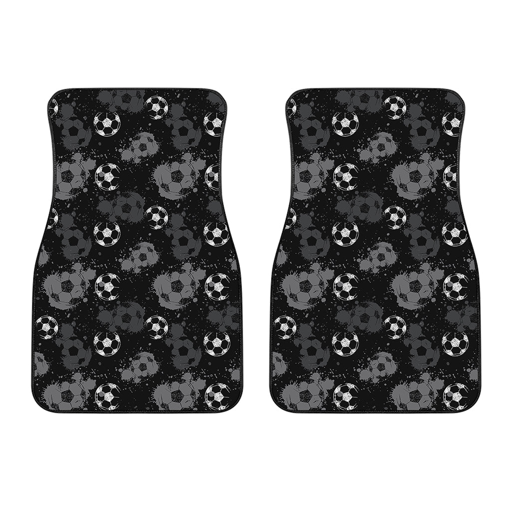 Grunge Soccer Ball Pattern Print Front Car Floor Mats