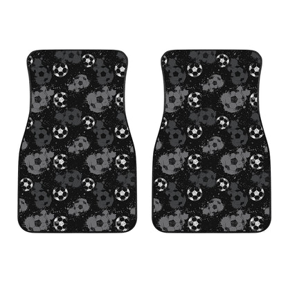 Grunge Soccer Ball Pattern Print Front Car Floor Mats