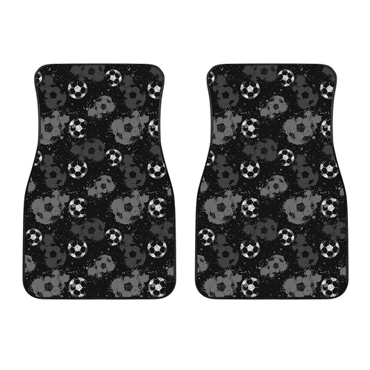 Grunge Soccer Ball Pattern Print Front Car Floor Mats