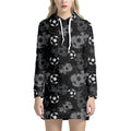 Grunge Soccer Ball Pattern Print Pullover Hoodie Dress