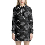 Grunge Soccer Ball Pattern Print Hoodie Dress