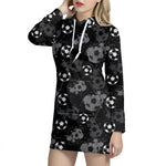 Grunge Soccer Ball Pattern Print Hoodie Dress