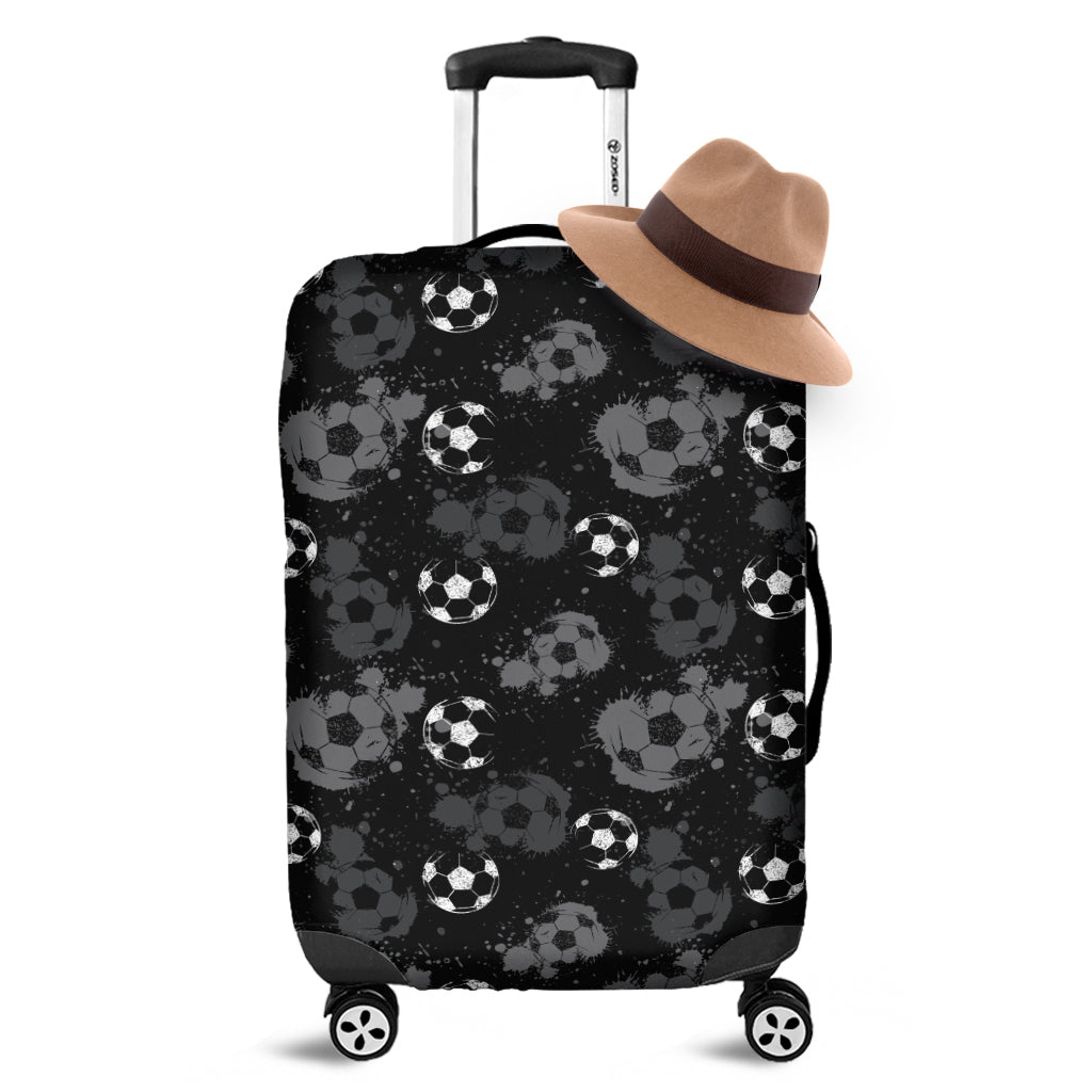 Grunge Soccer Ball Pattern Print Luggage Cover