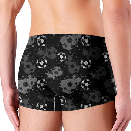 Grunge Soccer Ball Pattern Print Men's Boxer Briefs