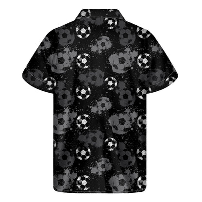 Grunge Soccer Ball Pattern Print Men's Short Sleeve Shirt