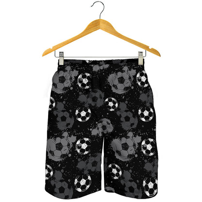 Grunge Soccer Ball Pattern Print Men's Shorts