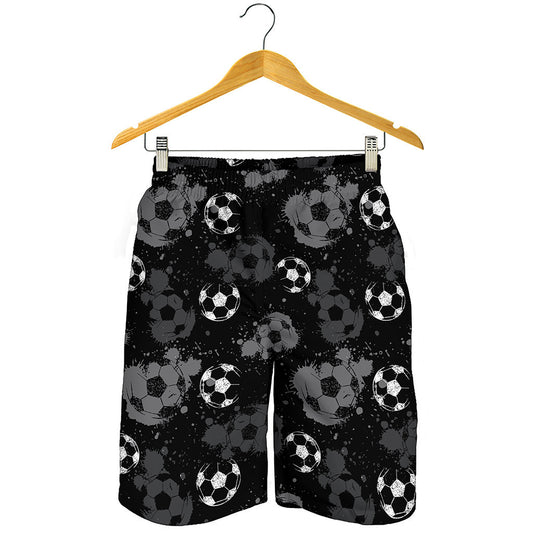 Grunge Soccer Ball Pattern Print Men's Shorts