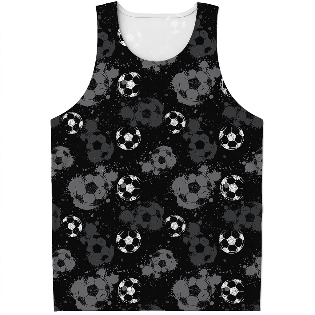 Grunge Soccer Ball Pattern Print Men's Tank Top