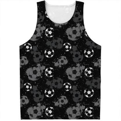 Grunge Soccer Ball Pattern Print Men's Tank Top