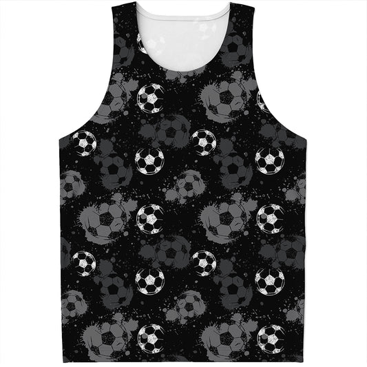 Grunge Soccer Ball Pattern Print Men's Tank Top