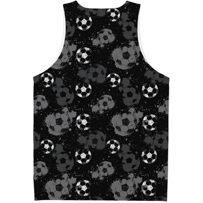 Grunge Soccer Ball Pattern Print Men's Tank Top