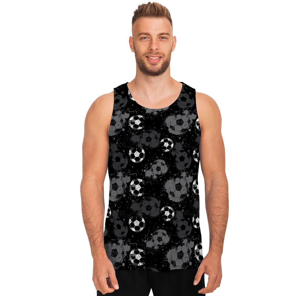 Grunge Soccer Ball Pattern Print Men's Tank Top