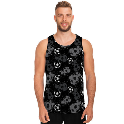 Grunge Soccer Ball Pattern Print Men's Tank Top