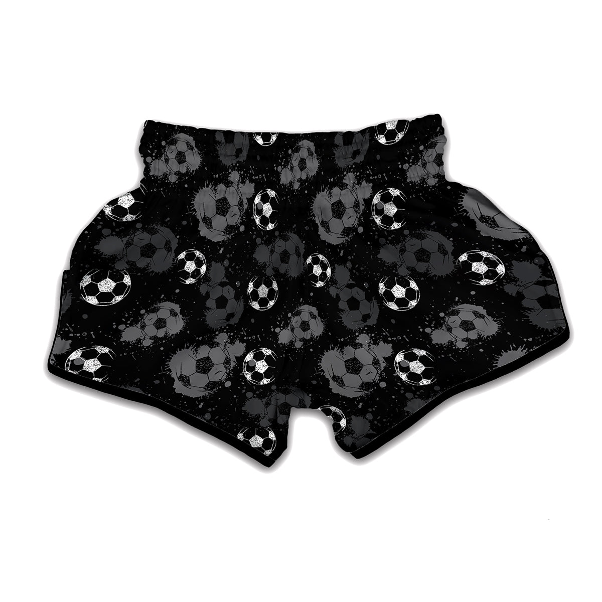 Grunge Soccer Ball Pattern Print Muay Thai Boxing Shorts