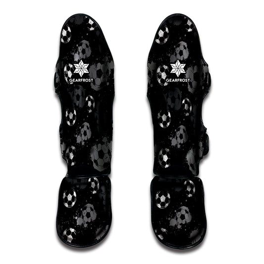 Grunge Soccer Ball Pattern Print Muay Thai Shin Guard