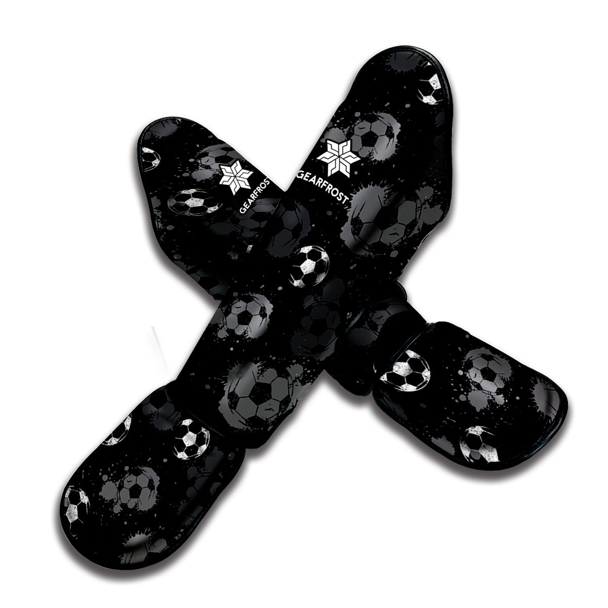 Grunge Soccer Ball Pattern Print Muay Thai Shin Guard