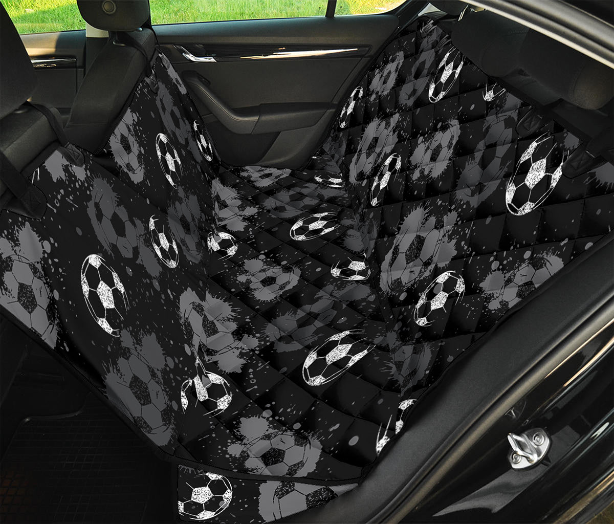 Grunge Soccer Ball Pattern Print Pet Car Back Seat Cover
