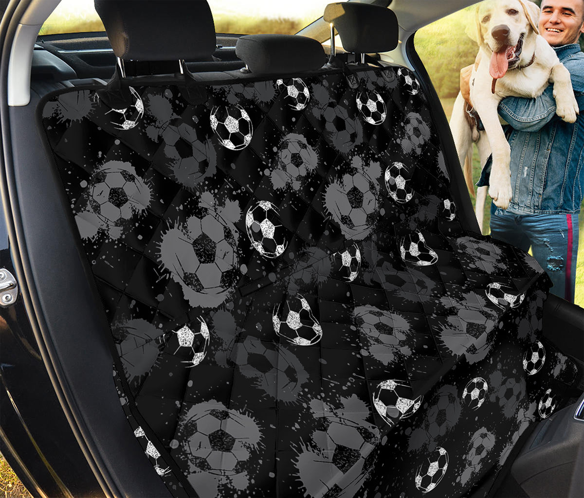 Grunge Soccer Ball Pattern Print Pet Car Back Seat Cover