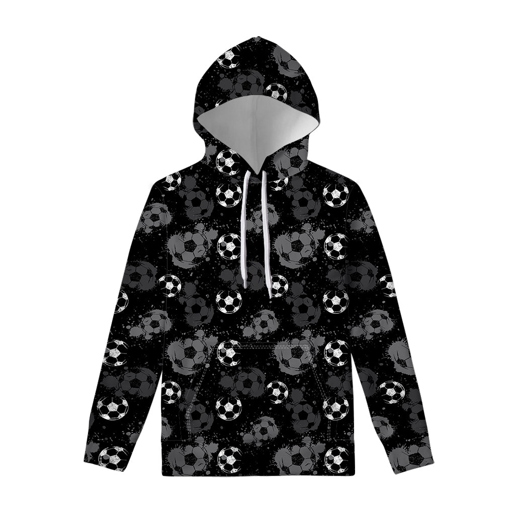 Grunge Soccer Ball Pattern Print Pullover Hoodie