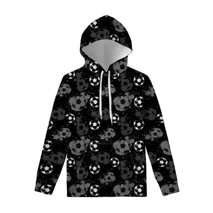 Grunge Soccer Ball Pattern Print Pullover Hoodie