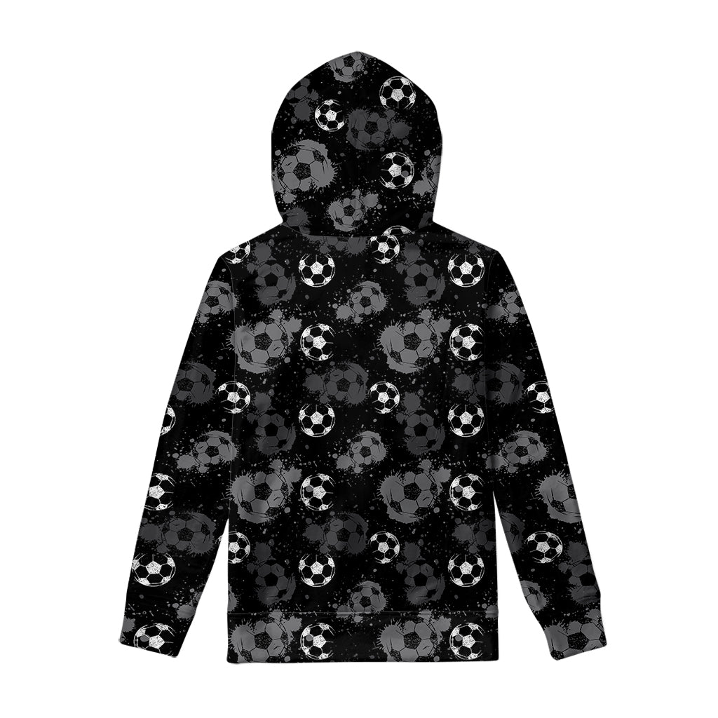 Grunge Soccer Ball Pattern Print Pullover Hoodie