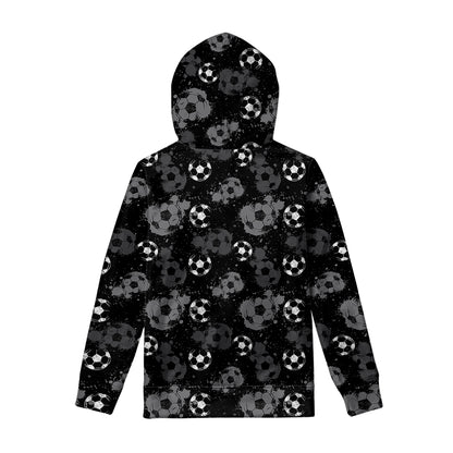 Grunge Soccer Ball Pattern Print Pullover Hoodie