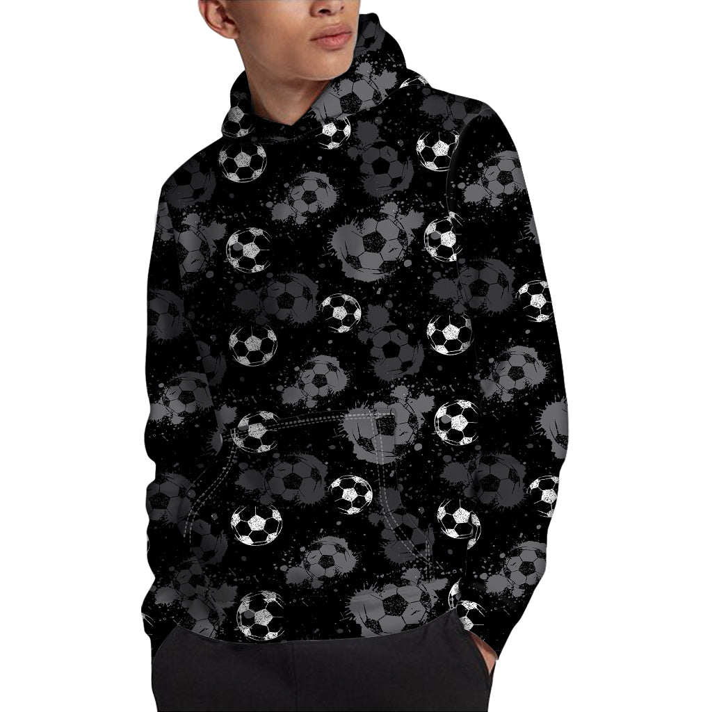 Grunge Soccer Ball Pattern Print Pullover Hoodie