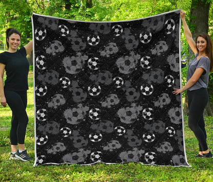 Grunge Soccer Ball Pattern Print Quilt
