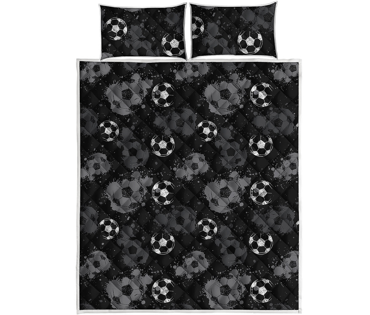 Grunge Soccer Ball Pattern Print Quilt Bed Set