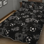 Grunge Soccer Ball Pattern Print Quilt Bed Set