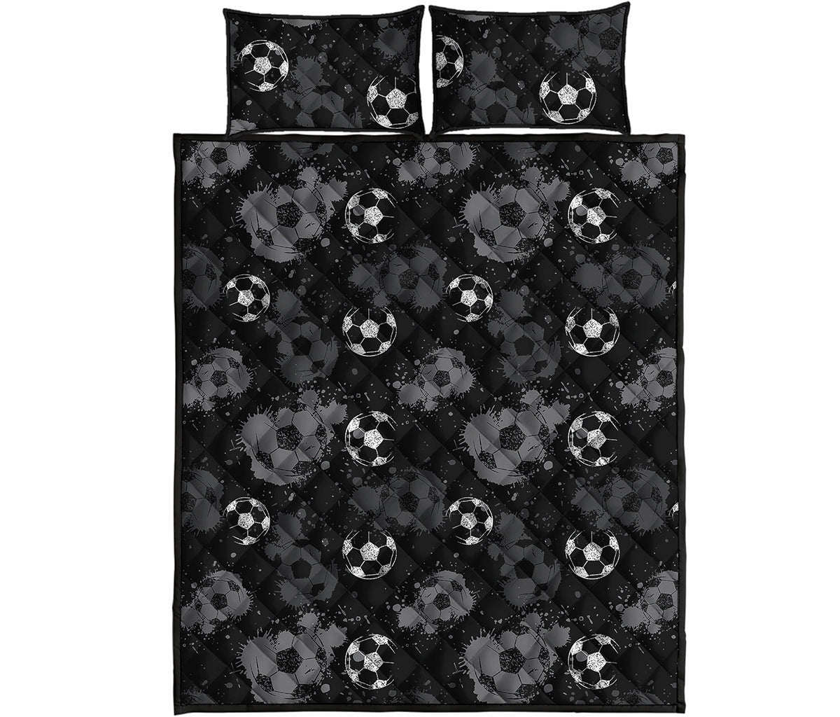 Grunge Soccer Ball Pattern Print Quilt Bed Set