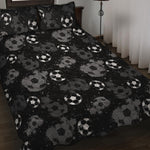 Grunge Soccer Ball Pattern Print Quilt Bed Set