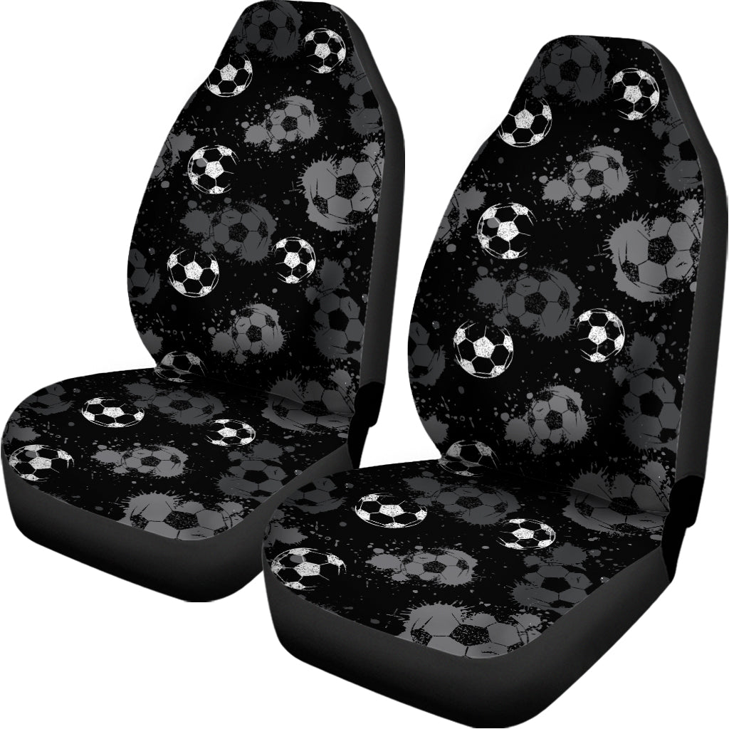 Grunge Soccer Ball Pattern Print Universal Fit Car Seat Covers