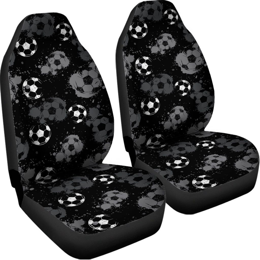 Grunge Soccer Ball Pattern Print Universal Fit Car Seat Covers