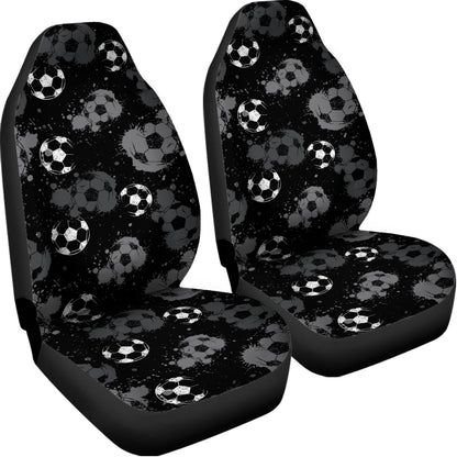 Grunge Soccer Ball Pattern Print Universal Fit Car Seat Covers
