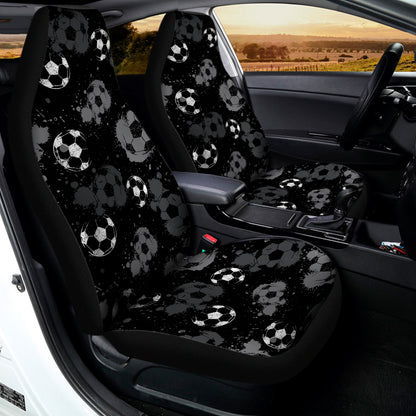 Grunge Soccer Ball Pattern Print Universal Fit Car Seat Covers