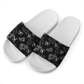 Grunge Soccer Ball Pattern Print White Slide Sandals
