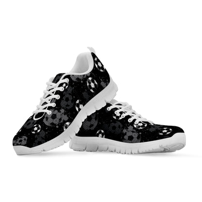 Grunge Soccer Ball Pattern Print White Sneakers
