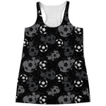 Grunge Soccer Ball Pattern Print Women's Racerback Tank Top