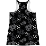 Grunge Soccer Ball Pattern Print Women's Racerback Tank Top