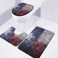 Grunge Texas Flag Print 3 Piece Bath Mat Set