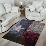 Grunge Texas Flag Print Area Rug