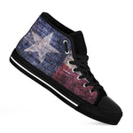 Grunge Texas Flag Print Black High Top Shoes