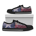 Grunge Texas Flag Print Black Low Top Sneakers