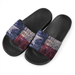 Grunge Texas Flag Print Black Slide Sandals