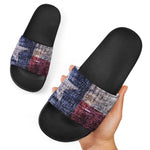 Grunge Texas Flag Print Black Slide Sandals